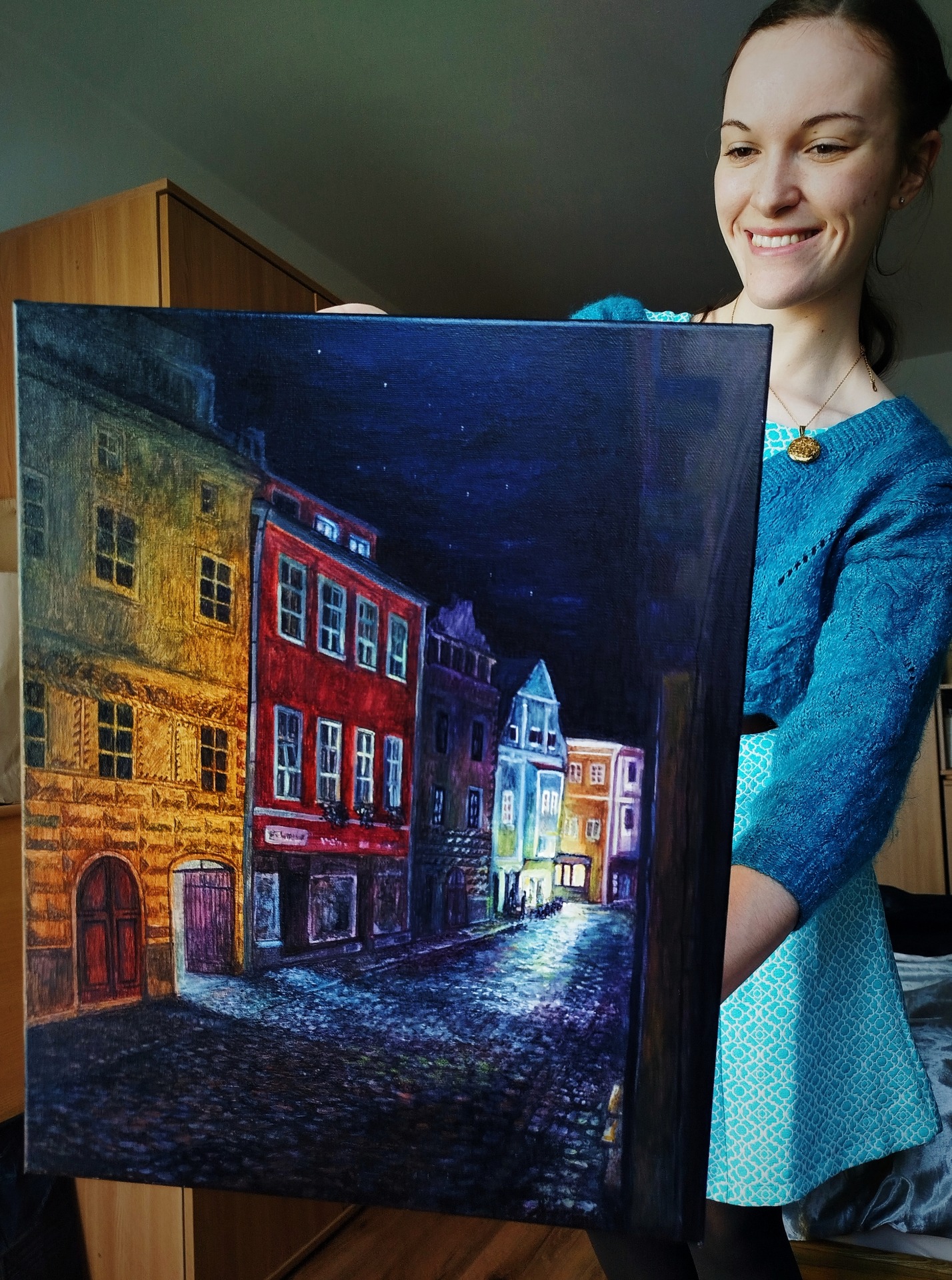 Akvarelová malba na plátně, Český Krumlov