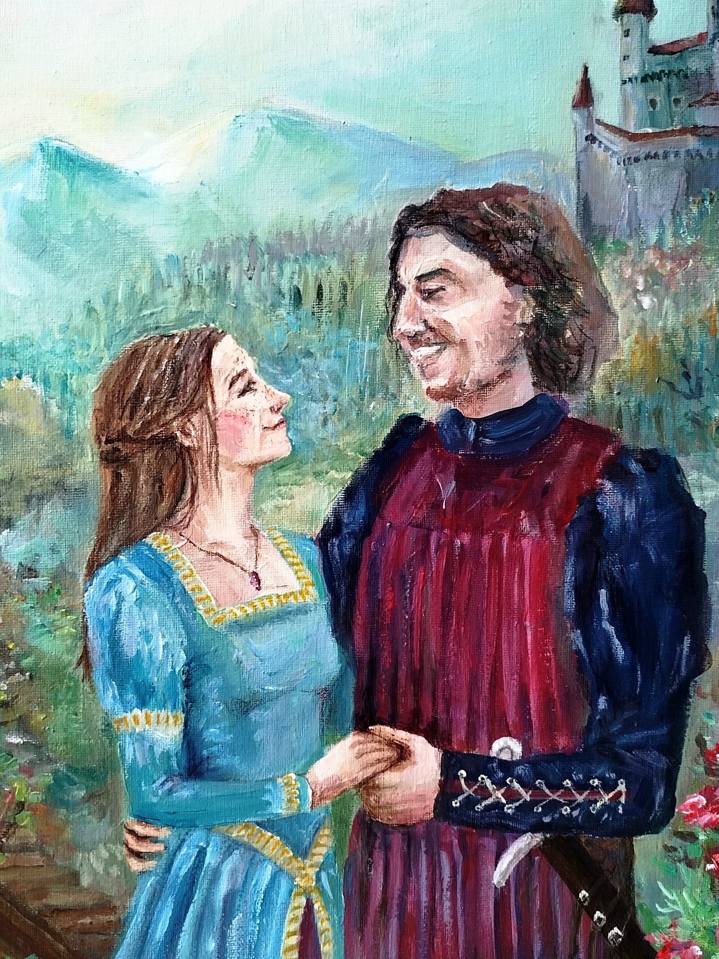 Akrylová malba na přání, historizující portrét